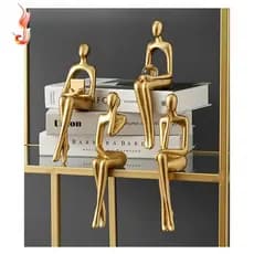 Estátua Abstracta Pensador Escultura Pequenos Ornamentos Resina Home Ouro Decoração Escritório