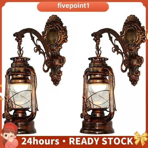 2X Vintage LED Lâmpada De Parede Lanterna Celeiro Retro Carvão Óleo Luz Estilo Antigo Europeu