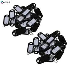 40 Pcs Etiquetas De Identificação De Chaves Chaveiro Porta-Split Ring Preto