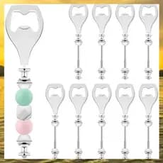 (Vzko) 10 Pacotes Abridor De Cerveja Beadable Garrafa Plana Decorativo Frisado DIY Grânulo