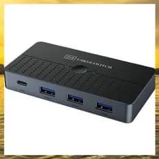 (Vko) SA20 USB 3.0 Switch 7 Portas Type C HUB Controller Estender Compartilhamento De Cabo 2 Computador 1 Mouse Teclado
