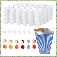 (P X C W) 20 Tiras 120 Potes De Tinta Vazias E 20 Peças Pincéis , Copo Recipientes De Plástico Transparente , 3Ml/0.17Oz