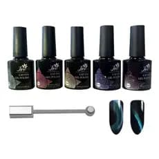 kit 5 Esmaltes Olho De Gato Efeito Magnético Com Imã