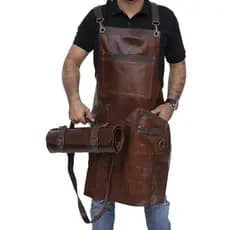 Avental Churrasco de Couro Bovino Premium + Estojo Porta Facas Couro