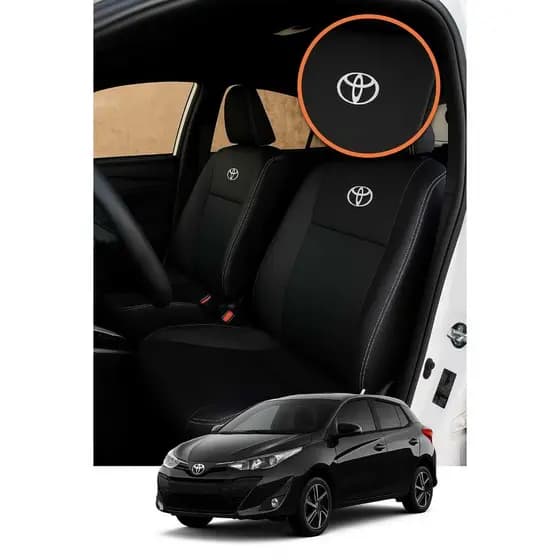 Capas Para Bancos Automotivos Carro Toyota Yaris Hatch Sedan 2018 Á 2024 Em Couro Ecológico