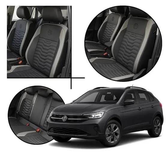 Capa Para Banco Automotivo Couro Ecológico Proteção Sob Medida Carro Volkswagen Nivus 2021 Á 2025 Personalizada