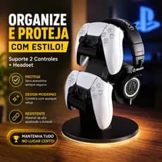 Suporte Gamer 2 Controles E Headset PS5 PS4 Xbox Organizador Setup Gamer
