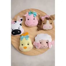 PRODUTO PRONTO - bichinhos da fazenda em feltro - somente o rostinho 8-9cm - chaveiro - lembrancinha fazendinha feltro