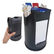 Porta Guardanapo / Canudo E Sache 3x1 Preto De Plástico