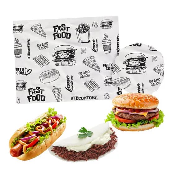 100 Papel Acoplado Hamburguer Lanche Eb