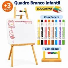 Lousa Quadro Branco Infantil Com Cavalete + Canetas Coloridas + Apagador