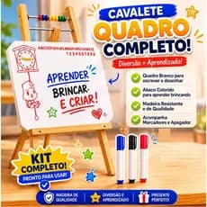 Lousa Quadro Branco Infantil Com Cavalete + 3 Canetas + Apagador