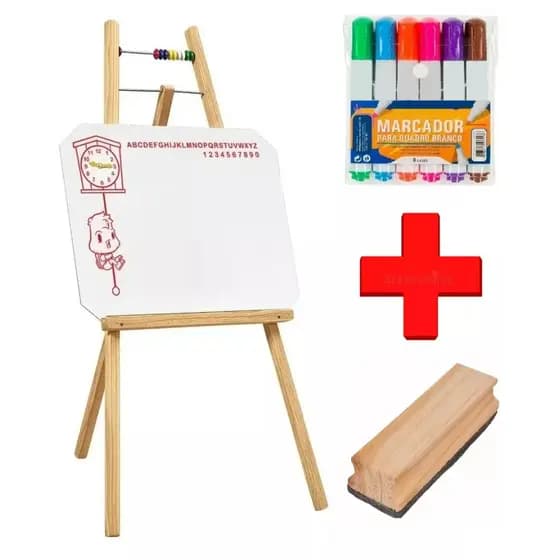Lousinha Quadro Branco Infantil Com Canetas Coloridas e Apagador