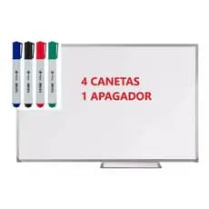 Lousa Quadro Branco Moldura Aluminizada 120x90 Cm + 4 Canetas