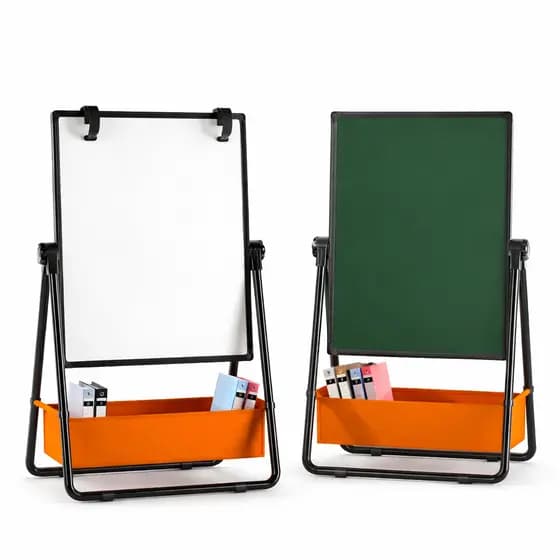 Lousa Quadro Branco/Verde Flip Chart Magnético Dupla Face Giratório 360° com Suporte e Acessórios