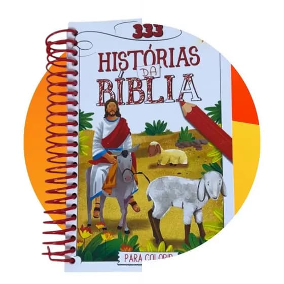 Livro 333 Histórias da Bíblia Infantil Argolado Para Colorir