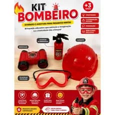 Kit Bombeiro Infantil com Capacete, Óculos, Binóculos e Extintor