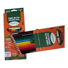 Lápis de Cor Aquarelável 12 Cores + Apontador + Pincel | Ideal Para Escola e Arte