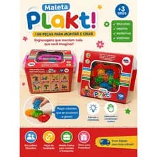Brinquedo Educativo Infantil Maleta Plakt 100 Peças Montar Engrenagens