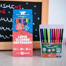 kit LAPIS DE COR 12 CORES + CANETINHA HIDROCOR 12 CORES