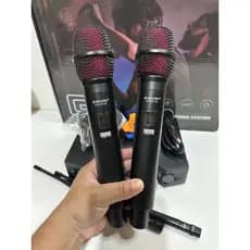 Microfone Profissional G-mark Uhf Sem Fio Wirelles Ajustavel Cor Preto