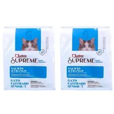 Kit 2 Pct 1,01kg Ração Quatree Supreme Gato Castrado Sênior +7 Salmão e Frango