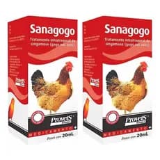 Kit 2 Sanagogo 20ml Tratamento De Gogo Para Aves