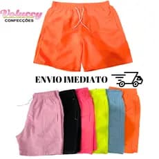 Short Masculino Mauricinho Neon Tactel Moda Praia Neymar Bermuda Verão