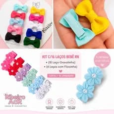 kit C/16 Mini laço infantil/bebê rn/ enxoval/ maternidade/presilha forrada com borrachinha antideslizante