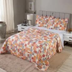 Cobre Leito King Estampado 300 Fios Matelado com Porta Travesseiro 3 Peças Luna