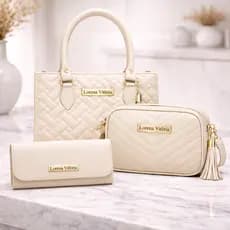 Kit 3 Bolsas Femininas Luxo Lorena Vitória Premium  3D + Milano + Carteira Lisa