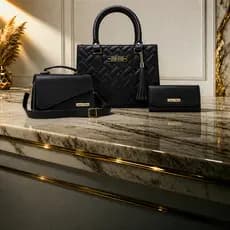 Bolsa Feminina Kit 3 Peças Lorena Vitória Premium Matelassê Luxo + Carteira