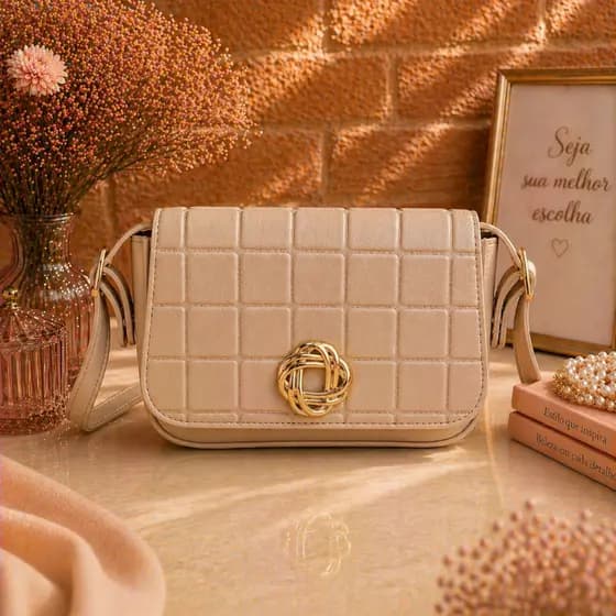Bolsa Feminina Matelassê Premium Alça Transversal Luxo Compacta Elegante Dourada