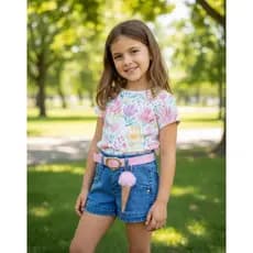 Short Saia Jeans infantil Feminino Menina