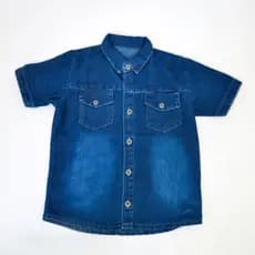 Camisa Jeans Manga Curta Infantil Masculino