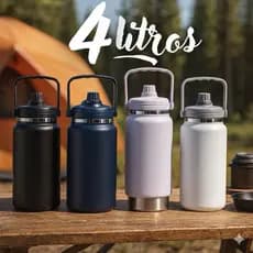 Garrafa Térmica Grande 4 Litros De Aço Inox Agua Café Camping Pesca Obra Gigante