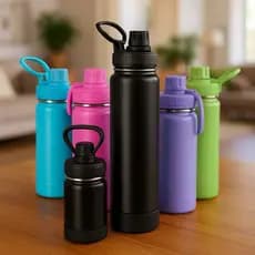 Garrafa Térmica Inox Agua 350ml 600ml 800ml 1 Litro Capinha Borracha Silicone