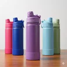 Garrafa Térmica Inox 600ML Bico Duplo Água C/ Proteção Capinha Borracha