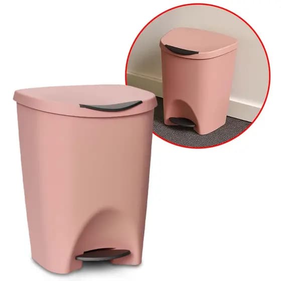 Lixeira Cesto Com Tampa 7,5L Com Pedal Rosa Escritório Banheiro Cozinha