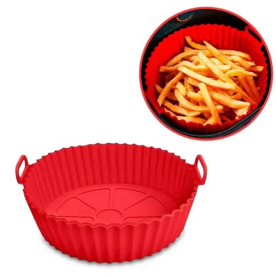 Forro Para Air Fryer Fritadeira Forma Cesto De Silicone Protetor Reutilizável Antiaderente