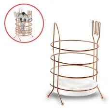 Porta Talheres Rose Gold Metal Escorredor Talheres Cozinha Pia Arthi