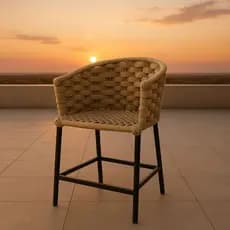 Poltrona Golden 1Un Decoração Moderna Salas Cozinha Recepção - Alumínio e Tricô Náutico Oferta