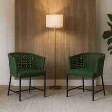 Conjunto 2 Poltronas Paris Modernas Com Almofadas Corda Náutica e Estofado para Jantar ou Sala