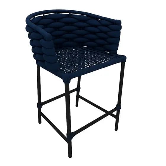 Banqueta Avulsa Alta 75cm Golden Luxo em Alumínio com Tricô Náutico Para Balcão e Área Gourmet