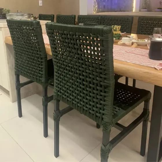 Kit 2 Cadeiras Suécia Alumínio Corda Náutica Estrutura Em  Alumínio Conforto Elegancia Para Seu Lar