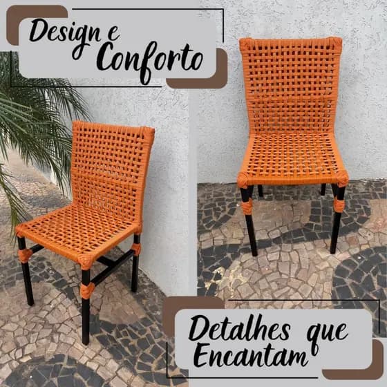 Duas Cadeira Luxo Mesa Suécia em Alumínio com Corda Náutica Premium Reforçada Resistente ao Tempo
