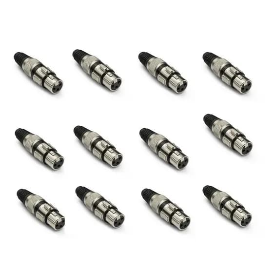 12 Un Plug Conector Canon XLR Fêmea, Plug Cannon, Plug DMX XLR