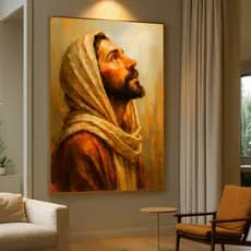 Quadro Decorativo GRANDE Alta Resolução Quarto Escritório Quadro Jesus Olhando para cima Aquarela