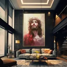 Quadro Decorativo GRANDE Alta Resolução Para Sala Quarto Escritório Quadro Olhar de Cristo