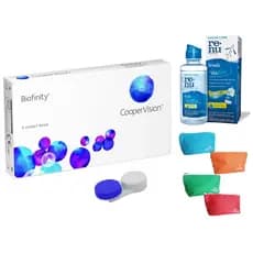 Lente de Contato Biofinity Incolor Coopervision com Estojo, Necessaire e Solução de limpeza Renu